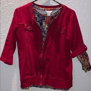 2 piece jacket and top set 3/4 sleeve